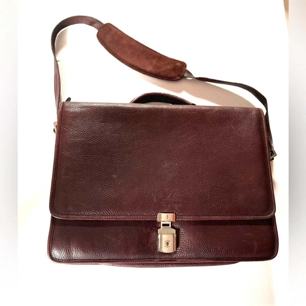 Jack Georges Brown Pebbled Leather Briefcase